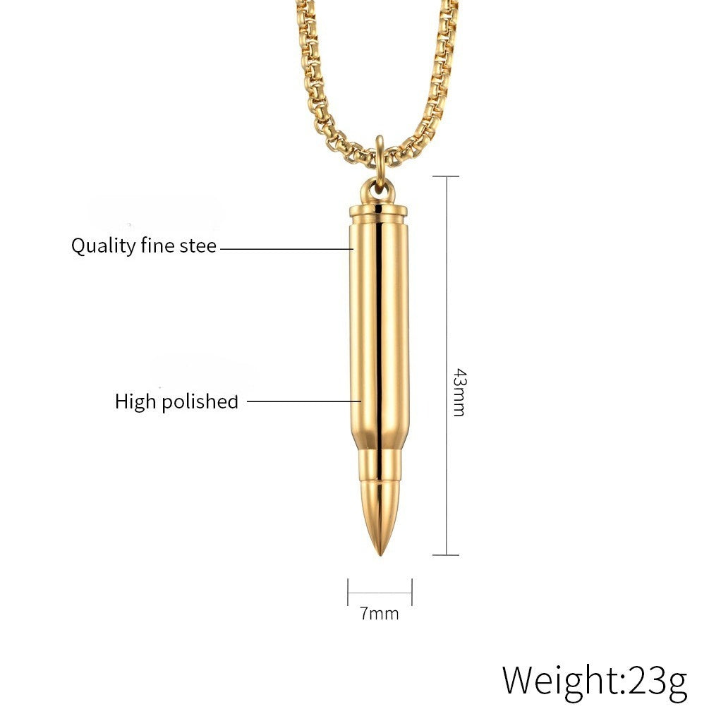 Planderful Personalized Bullet Pendant Necklace Titanium Steel For Men Retirement Commemorative Gift