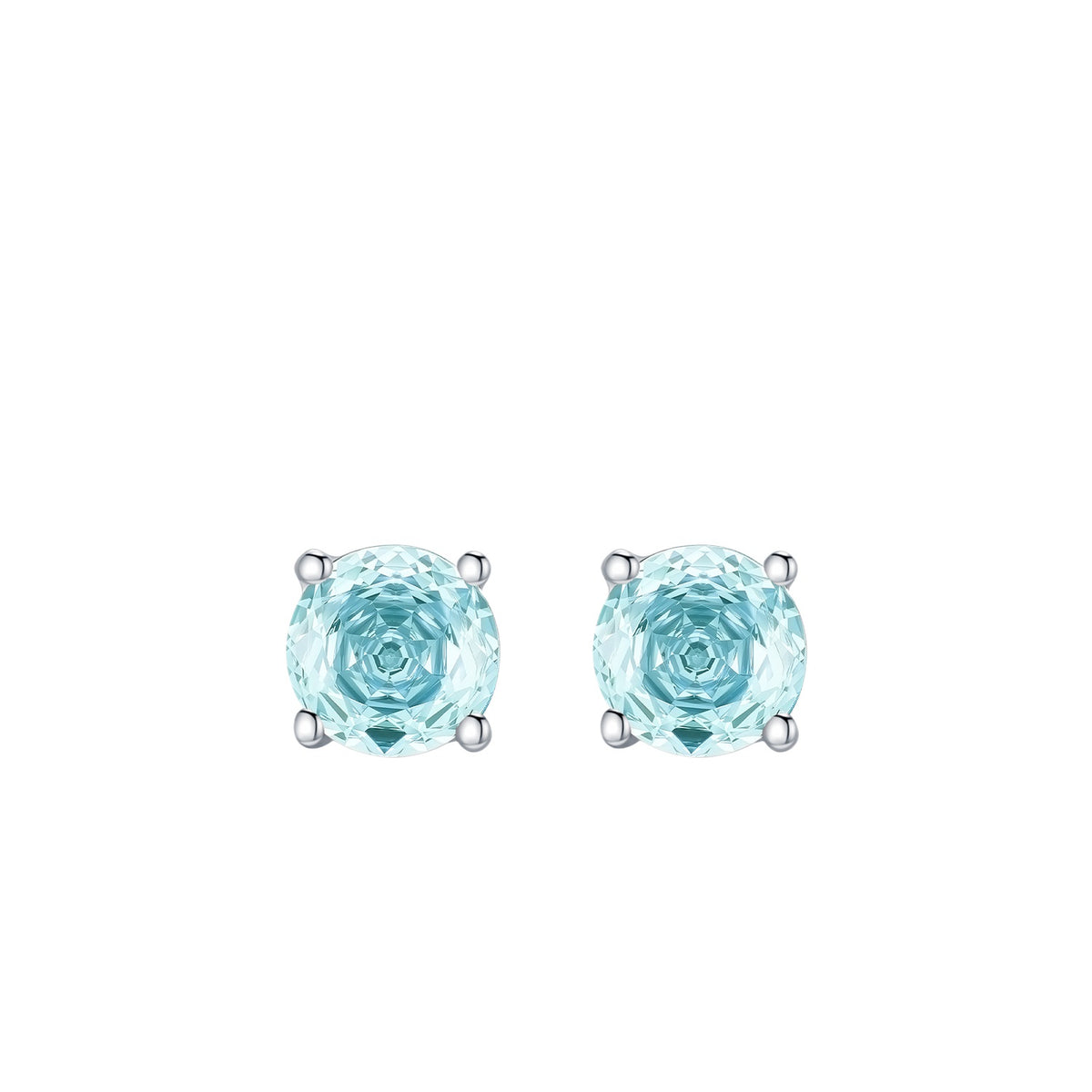 925 Sterling Silver Sea Blue Rose-Cut Zircon Stud Earrings