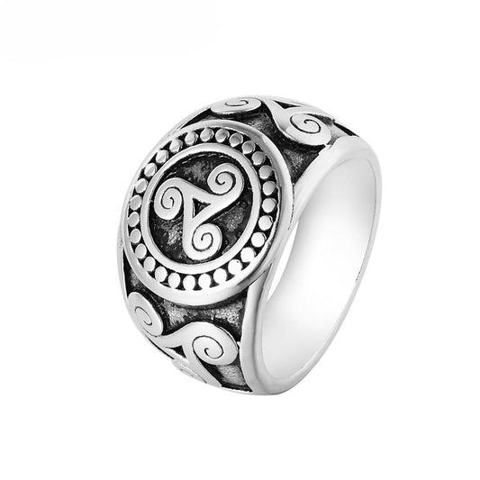 Planderful Titanium Steel Ring Personalized Retro Triangle Symbol Unisex Sizes 7 to 13 Gift