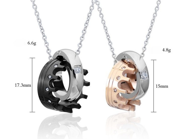 Planderful Premium Titanium Steel Roman Crown Couple Necklace For Couples Unisex Gift Everyday Genie Edition