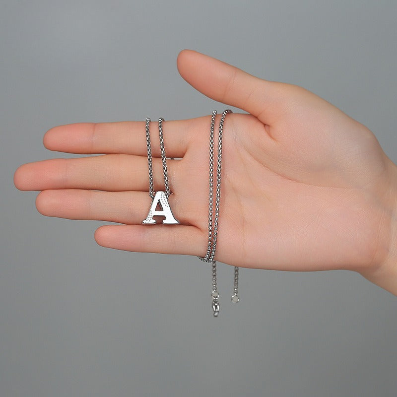 Glossy Letter Stainless Steel Pendant Necklace