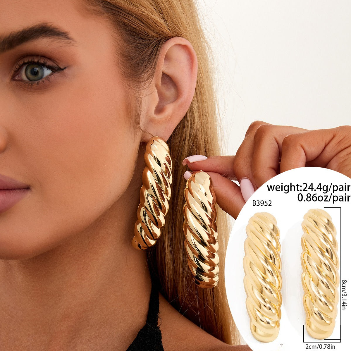 Planderful Vienna Verve Geometric Statement Earrings for Women Irregular Pleated Metal Jewelry