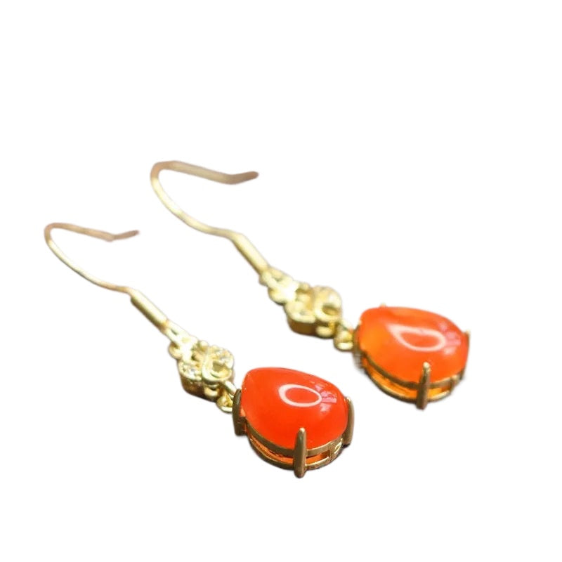 Nanhong Agate Teardrop Earrings