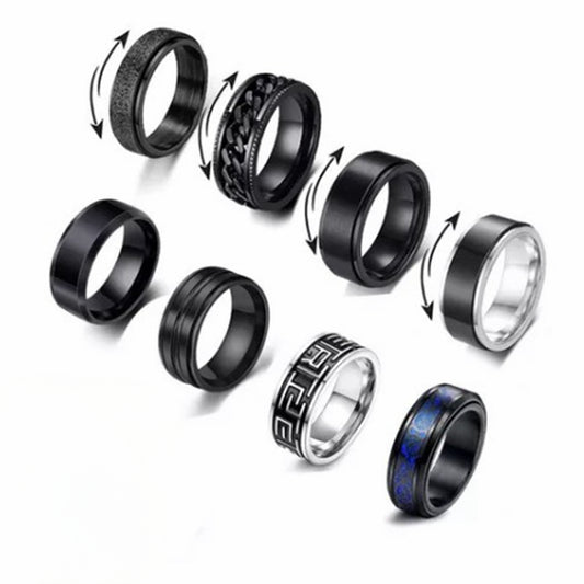 Rotatable Black Titanium Steel Ring for Men - European & American Design