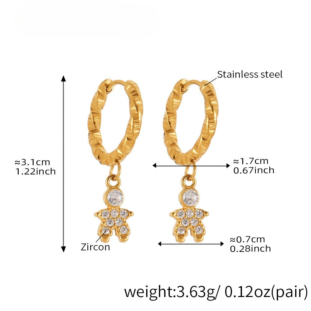 Planderful Little Prince Zircon Earrings Stainless Steel Women