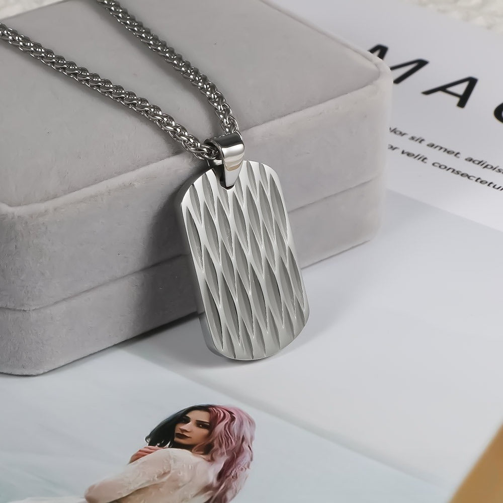 Stainless Water Ripple Pendant Geometric Necklace Unisex