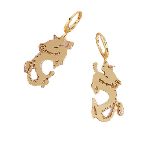 Exaggerated Dragon Earrings with Loong Element - Metal Cross-Border Jewelry from Europe and the USA
