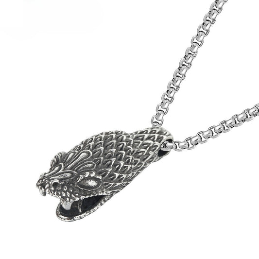 Planderful Snakehead Pendant Necklace Unisex Stainless Steel For Men And Women Protection Statement