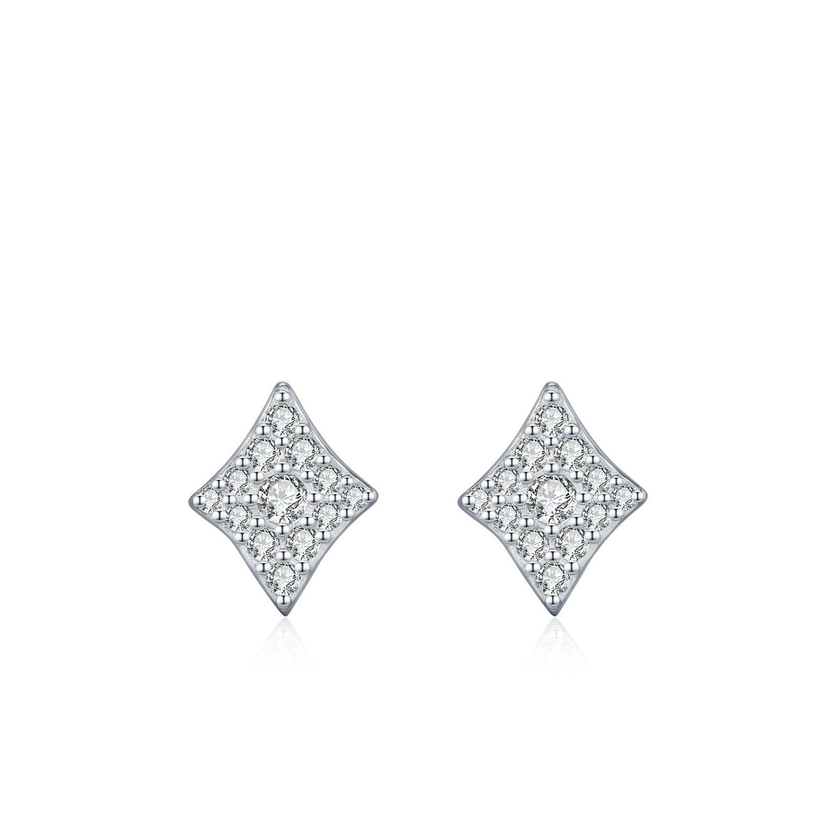 925 Sterling Silver Playing Card Moissanite Stud Earrings