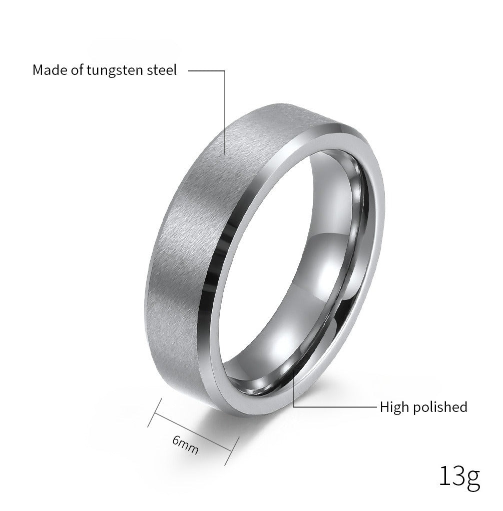 Planderful Tungsten Steel Ring Unisex Minimalist Sand Surface 6-10mm Everyday Genie Jewelry