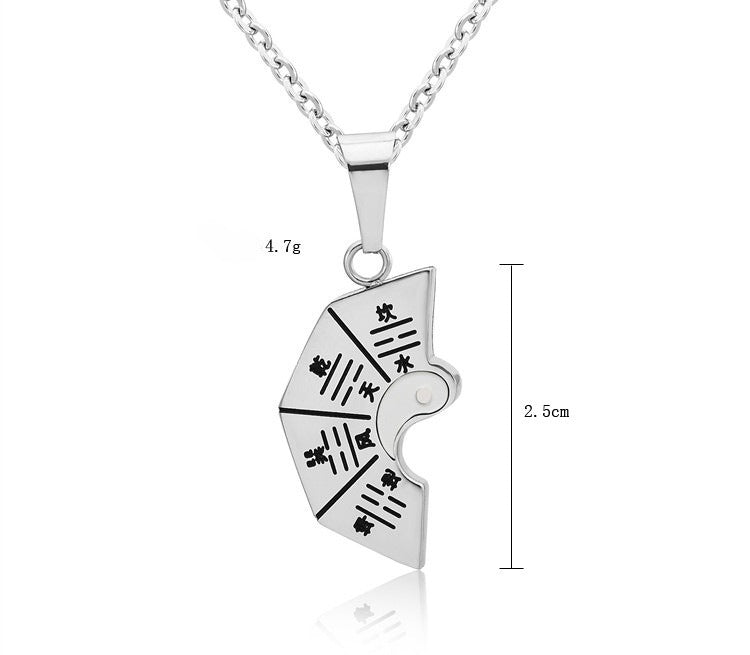 Planderful Yin Yang Tai Chi Couple Necklace Titanium Steel Pendant Unisex Symbolic Protection Gift For Lovers