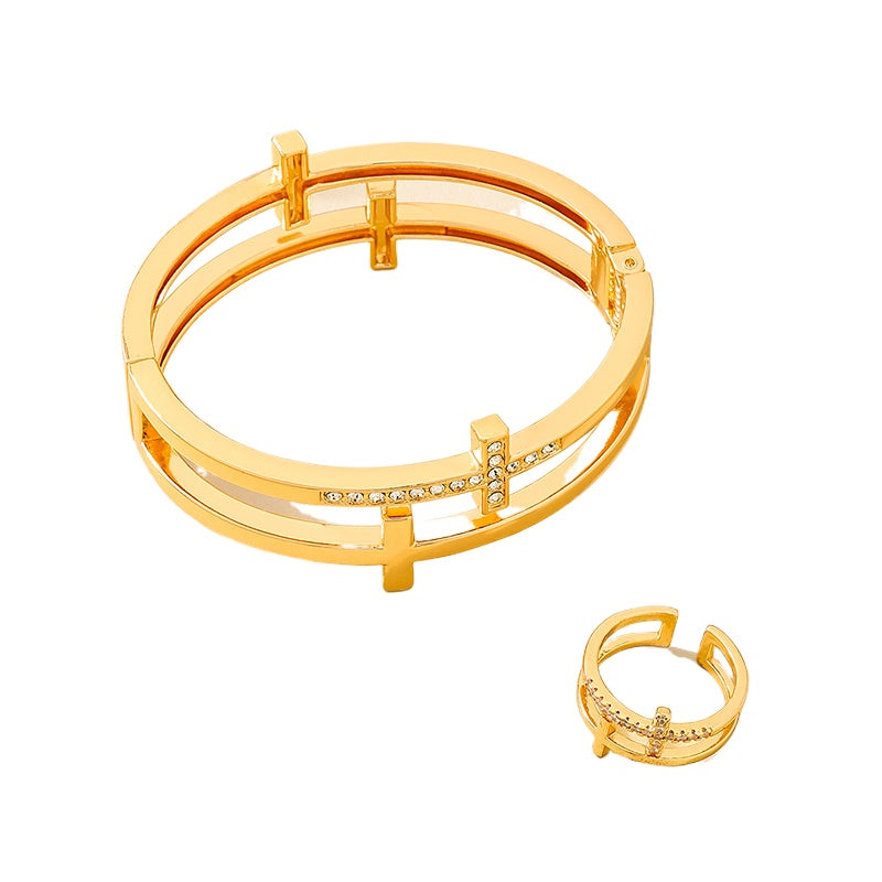 Planderful Vienna Verve Jewelry Set – Retro Metal Design with Zircon-Studded Accent