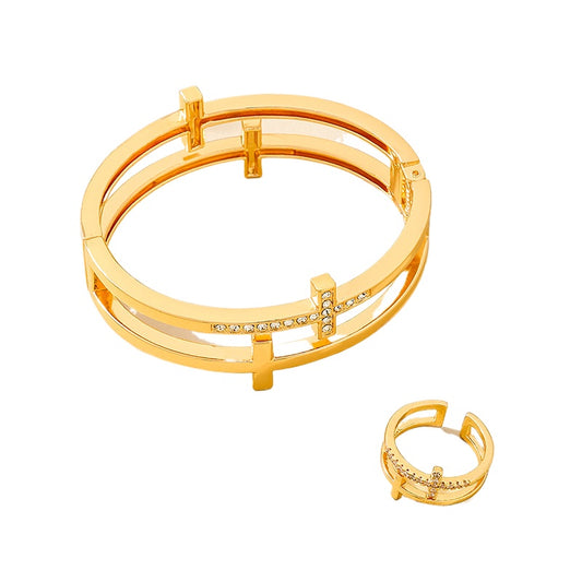 Planderful Vienna Verve Jewelry Set – Retro Metal Design with Zircon-Studded Accent