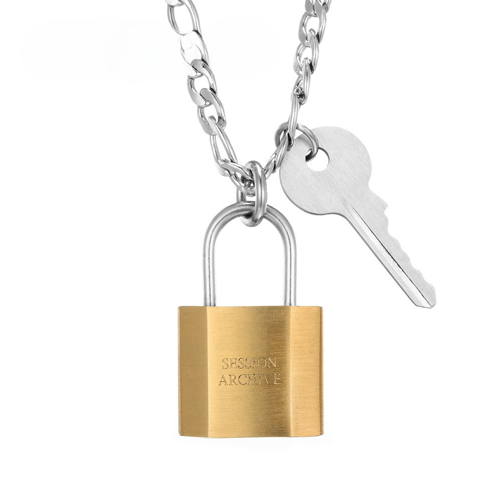 Hip-Hop Style Trendy Men's Pendant Lock and Key Necklace