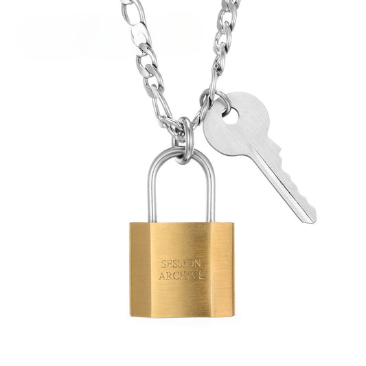 Hip-Hop Style Trendy Men's Pendant Lock and Key Necklace