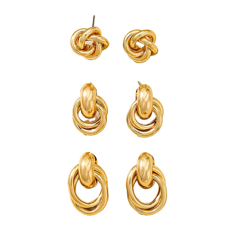 Planderful Vienna Verve Earrings Set – Stylish Retro Geometric Design