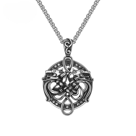 Steel Necklace – Vintage Viking Dragon Pendant