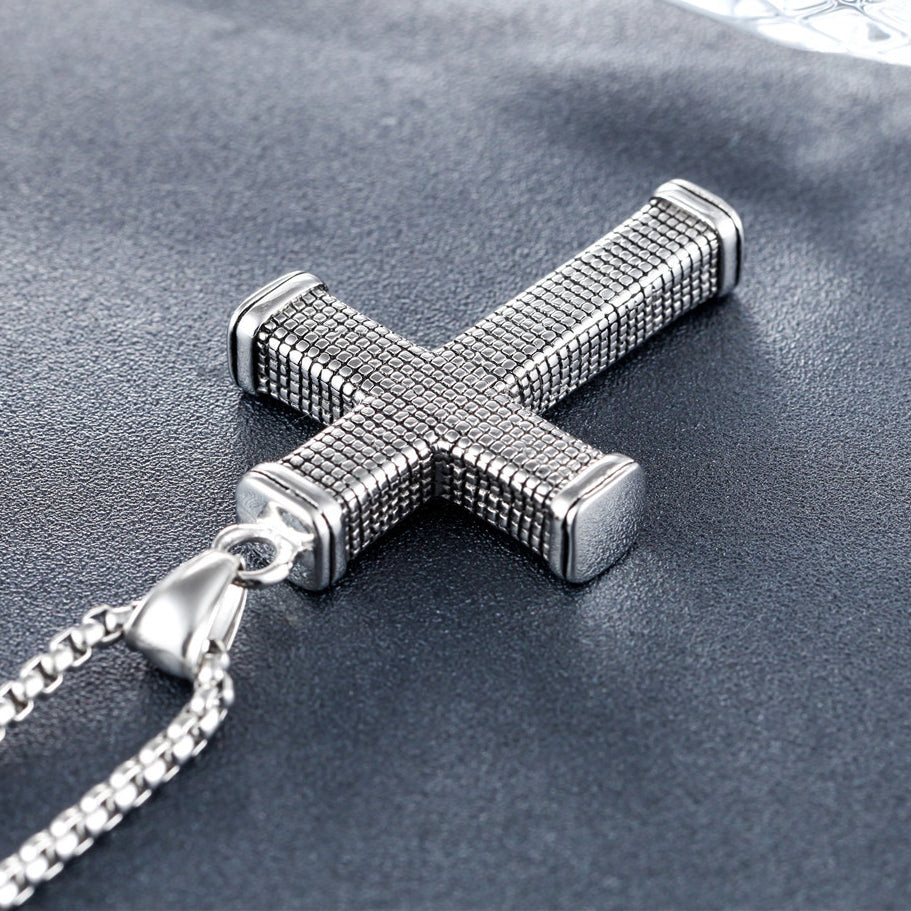 Mosaic Latin Cross Titanium Steel Necklace for Men