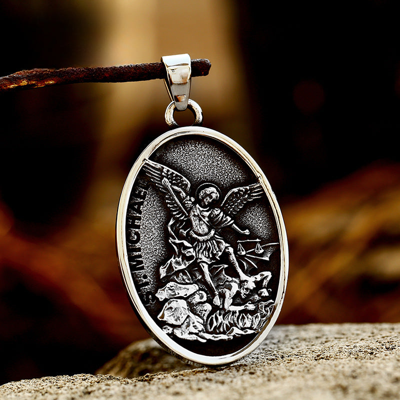 Titanium Steel Angel Wings Michael Pendant for Men - European and American Inspired Jewelry