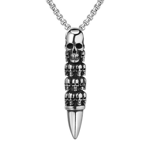 Halloween Skull Bullet Titanium Steel Necklace for Men