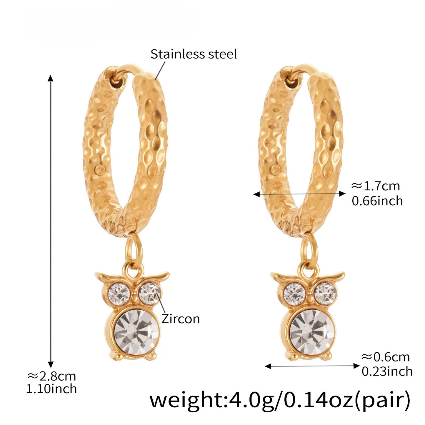 Planderful Zircon Kitten Pendant Earrings for Cat Lovers