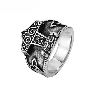 Planderful Titanium Steel Ring For Men Bold Nordic Viking Retro Design Unisex Protection Statement