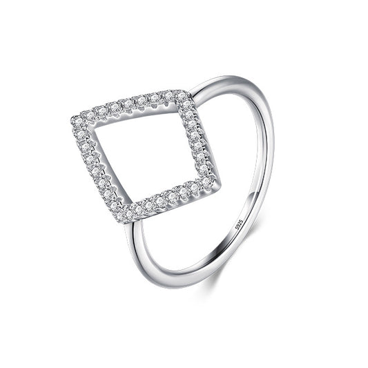 Luxury Sterling Silver Zircon Hollow Diamond Ring for Women, Size 5-9