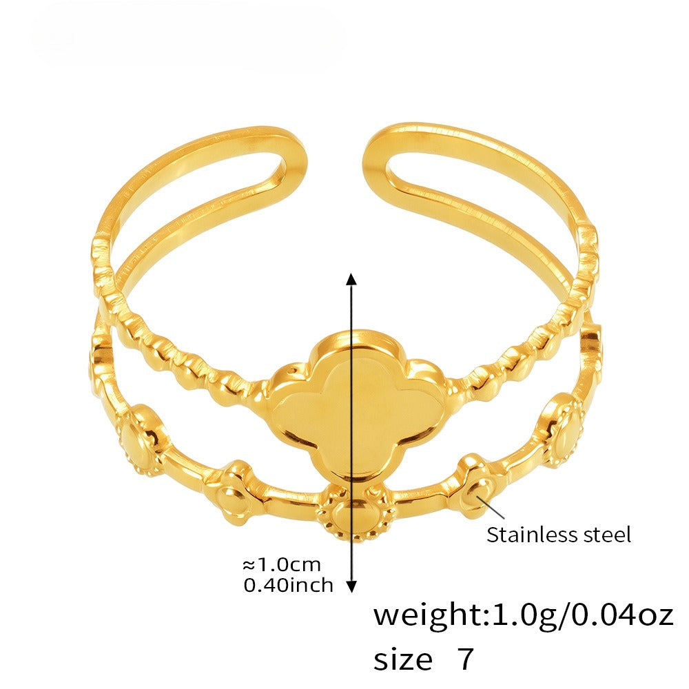 Planderful 18K Gold Plated Geometric Flower Ring For Women