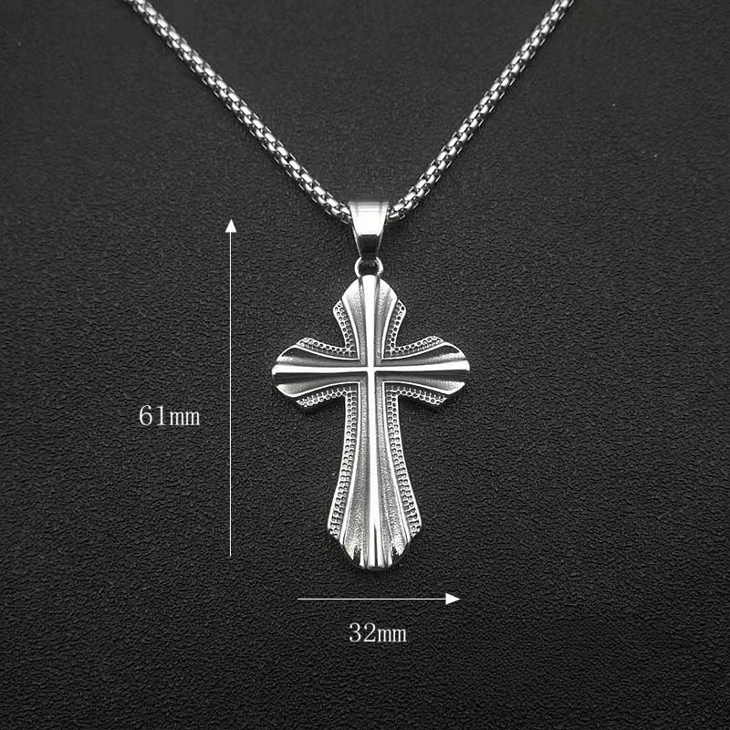 Stainless Steel Necklace – Statement Punk Cross Pendant For Everyday Religious Style
