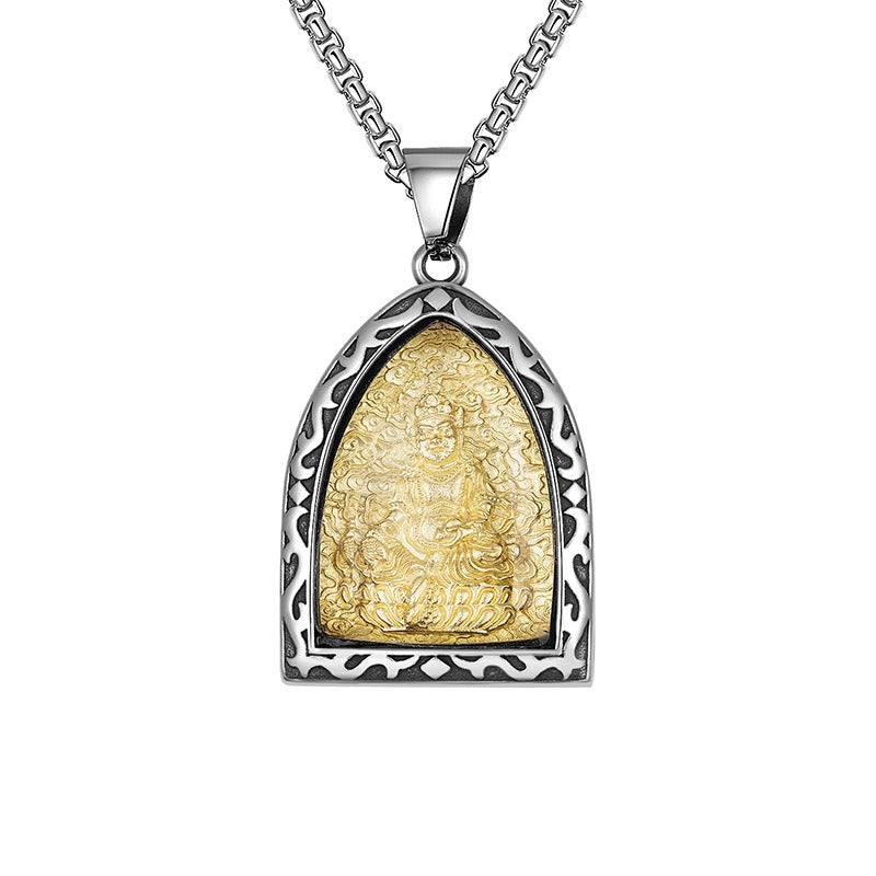 Steel Necklace – Elegant Guardian Amulet Pendant