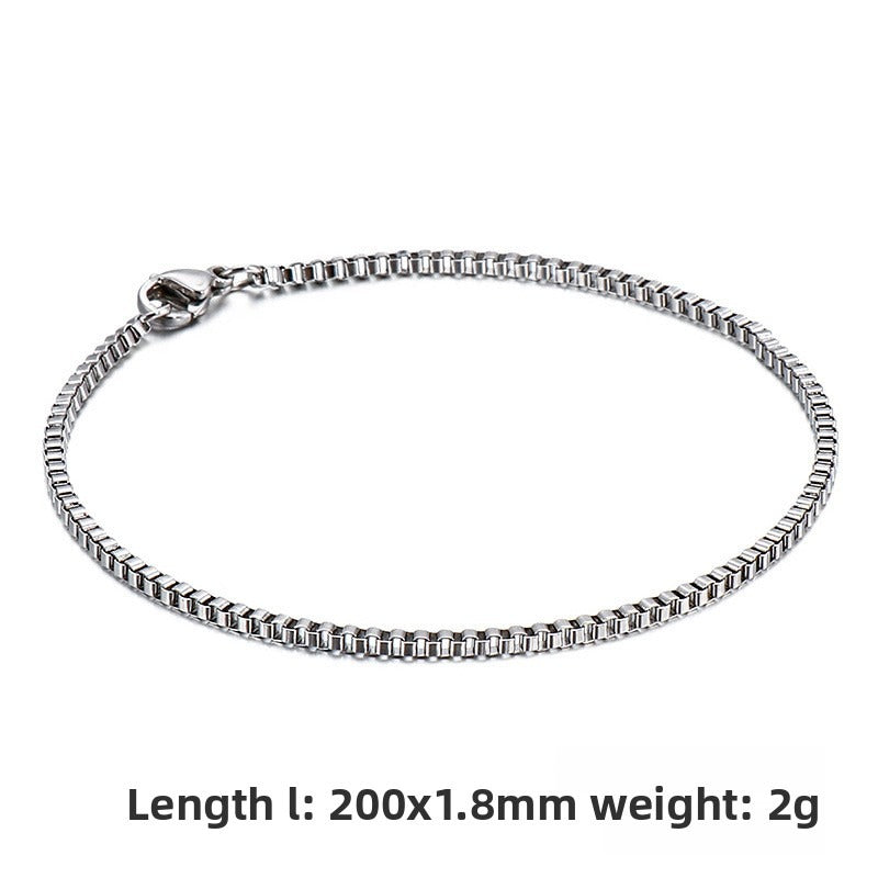 Titanium Steel Bracelet – Stainless Steel Box Chain Unisex