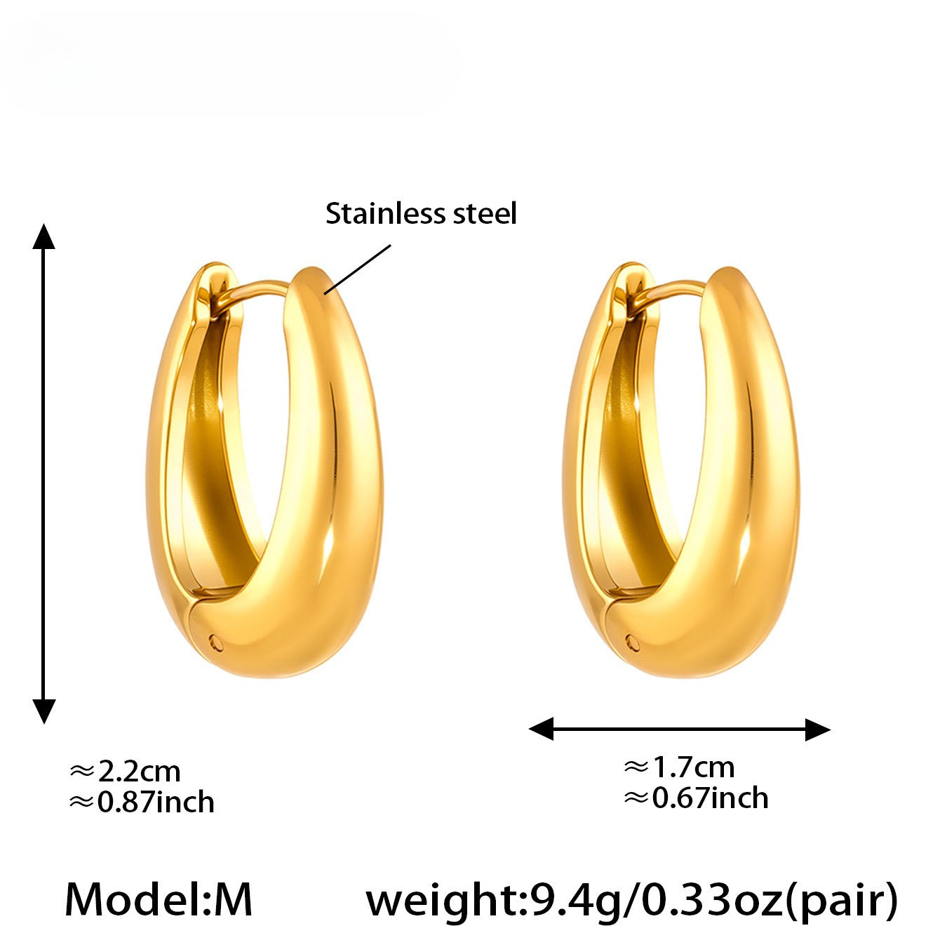 Planderful 18K Gold Plated U Shaped Earrings Minimalist Women