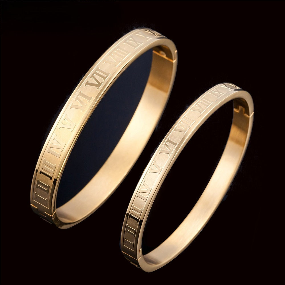 Planderful Titanium Steel Bracelet Unisex Durable Minimalist Roman Design For Couples