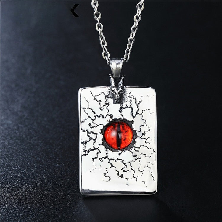 Planderful Eyeball Skull Pendant Necklace Durable Titanium Steel Unisex Retro Punk Statement Accessory