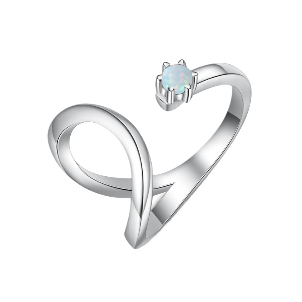 Planderful Jewelry Opal Ring In Sterling Silver With Geometric Design For Elegant Women