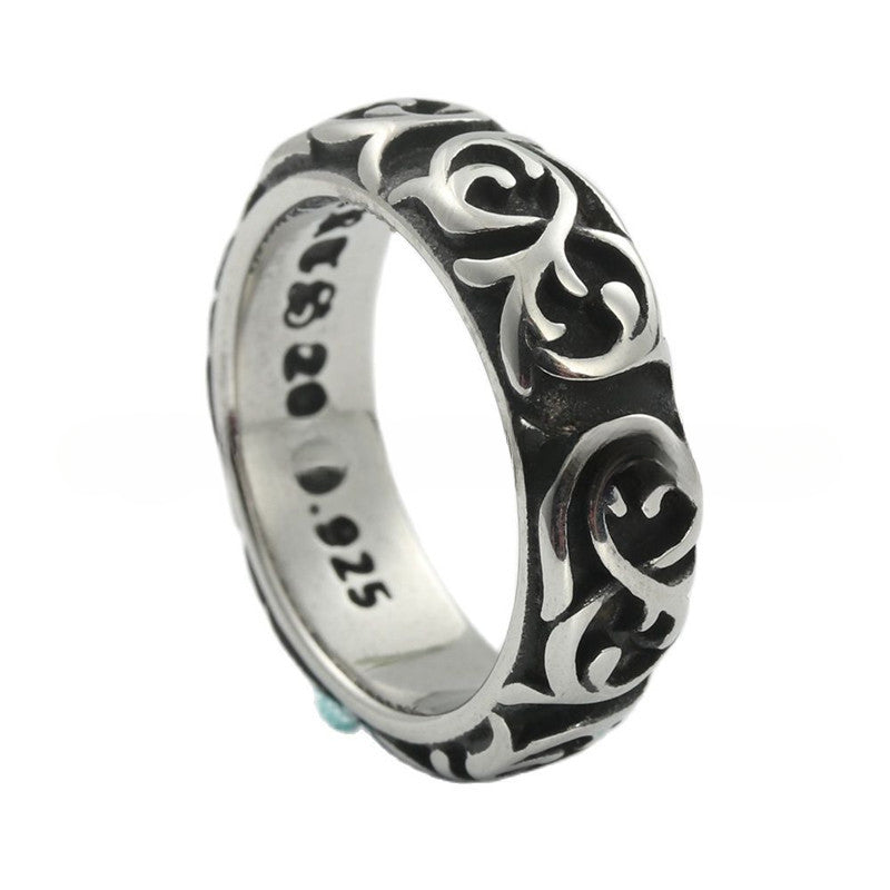 Titanium Steel Floral Vine Ring - Retro Trendy Unisex Accessory