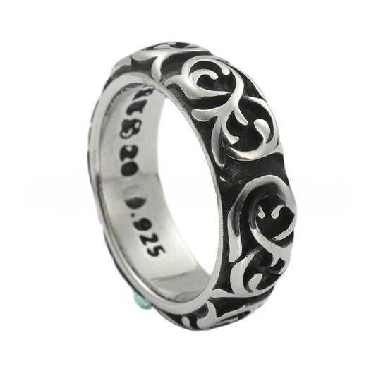 Titanium Steel Floral Vine Ring - Retro Trendy Unisex Accessory