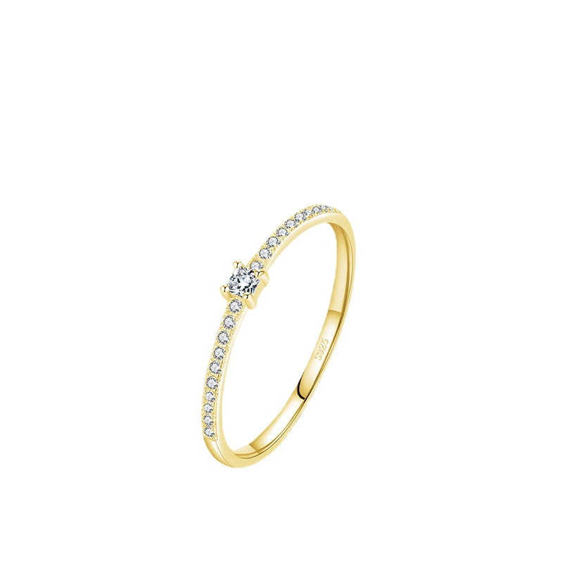 Fashionable Sterling Silver Ring with Zircon Detailing in Various Sizes