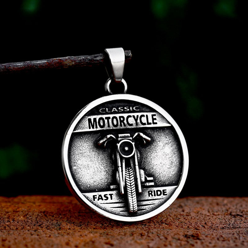Wholesale Retro Titanium Steel Round Pendant Jewelry for Men - Simple Letter Design in Stainless Steel