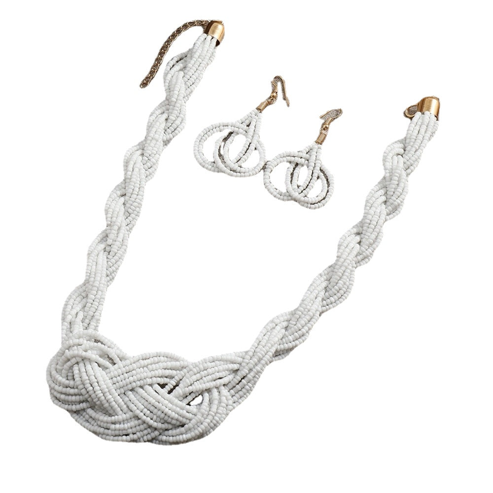 Chinese Knot & Rice Bead Necklace Set - Planderful Collection - Savanna Rhythms