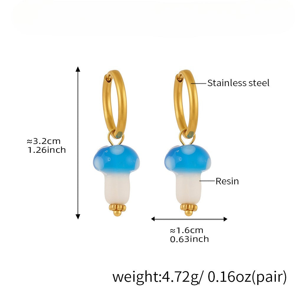 Planderful Polka Dot Mushroom Resin Earrings Women Plated