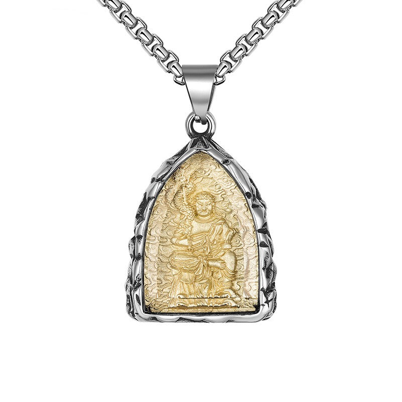 Stainless Steel Necklace - Statement Patron Saints Pendant