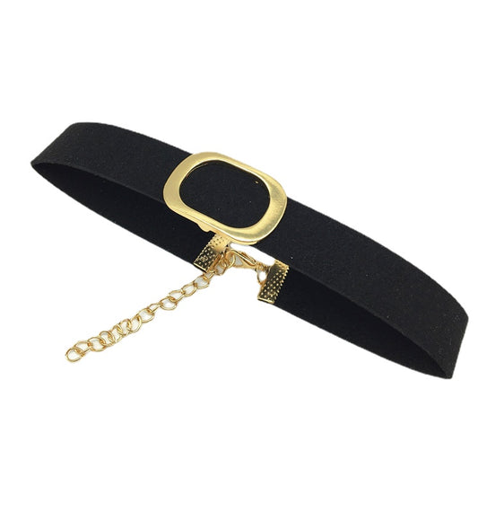 Stylish Imitation Leather Belt Buckle Choker Necklace with Star Pendant