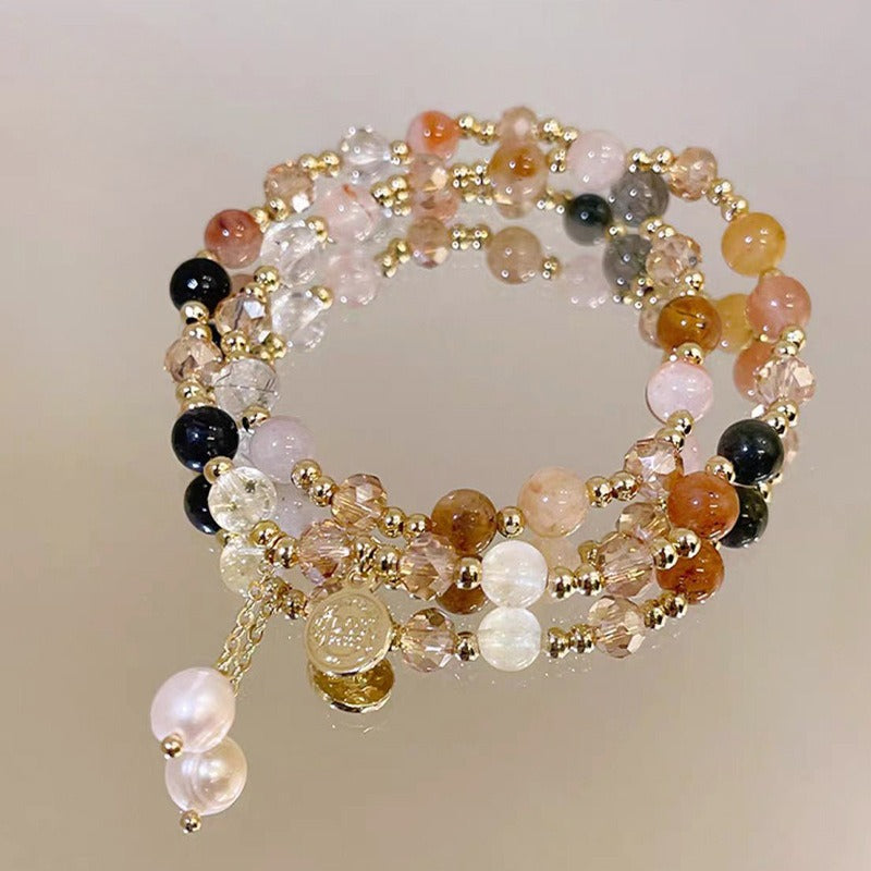 Strawberry Quartz Crystal Double-Wrap Bracelet