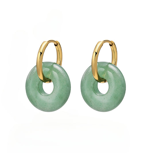 Stainless Steel Earrings with Stone Accent Fashion Earrings