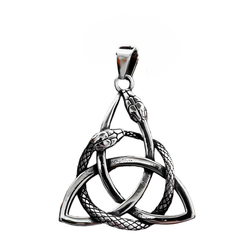 Retro Viking Celtic Knot Pendant in Titanium Steel with Personalized Zodiac Snake Design for Men