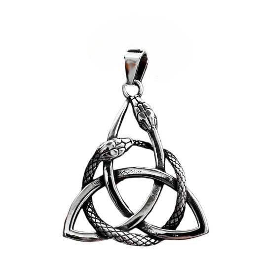 Retro Viking Celtic Knot Pendant in Titanium Steel with Personalized Zodiac Snake Design for Men