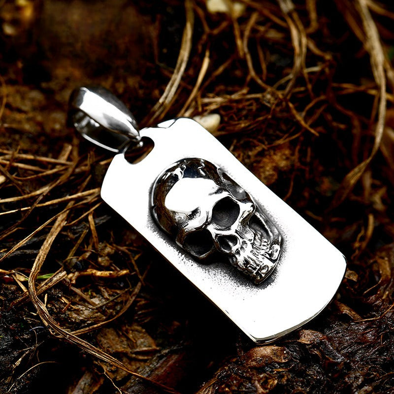 Ethnic Style – Titanium Steel Skull Pendant – Men's Stainless Steel Pendant . Necklace