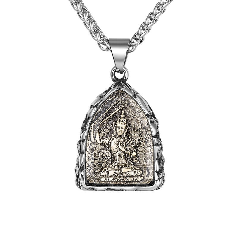 Steel Necklace – Statement Zodiac Buddha
