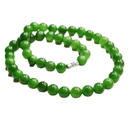 Natural Hetian Jade Necklace Spinach Green Jasper Beads String Jade